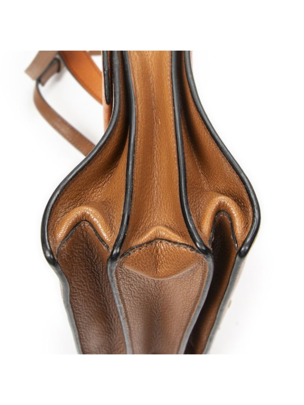 Miu Miu Pushlock Convertible Top Handle Tan Orange Madras Leather - Picture 8 of 10
